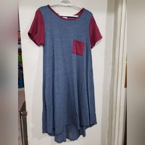 Lularoe t-shirt dress. Size M but fits large, heathered red/blue.